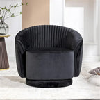 Fauteuil pivotant moderne en forme de tonneau avec revêtement en velours moelleux et rotation fluide à 360° - Canapé d'appoint rond une place