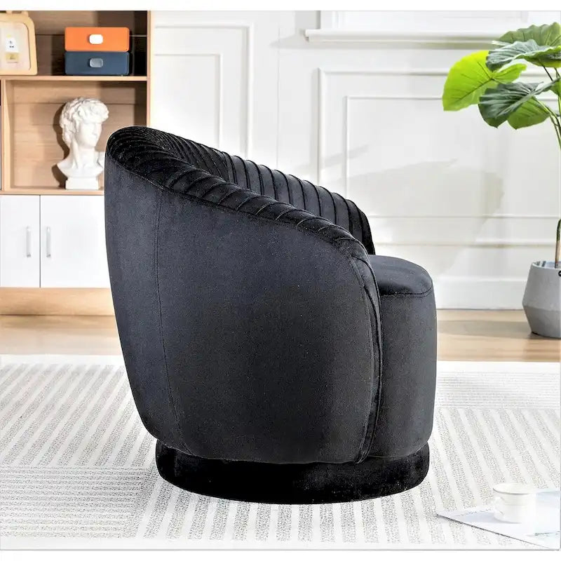 Fauteuil pivotant moderne en forme de tonneau avec revêtement en velours moelleux et rotation fluide à 360° - Canapé d'appoint rond une place