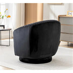Fauteuil pivotant moderne en forme de tonneau avec revêtement en velours moelleux et rotation fluide à 360° - Canapé d'appoint rond une place