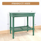 Table d'appoint Reine crème de Copper Grove avec étagère en rotin