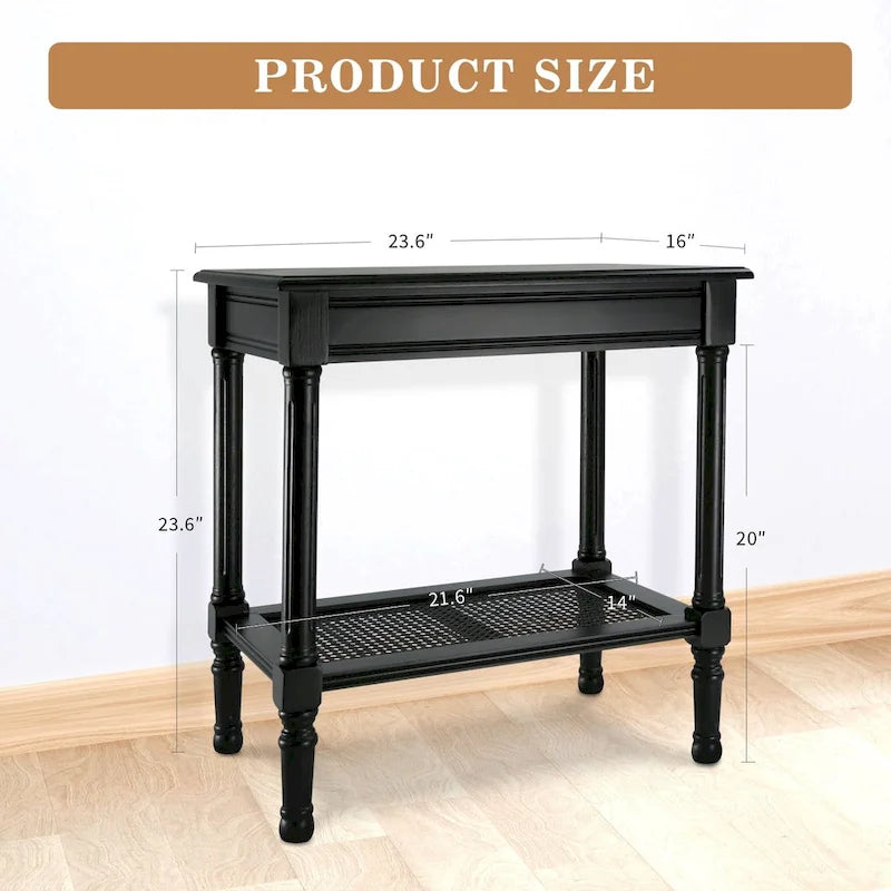 Table d'appoint Reine crème de Copper Grove avec étagère en rotin