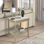 Table d'appoint Reine crème de Copper Grove avec étagère en rotin