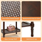 Table d'appoint Reine crème de Copper Grove avec étagère en rotin