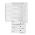 Garde-manger de style campagnard de 77 pouces, armoire de rangement haute autoportante avec 3 étagères réglables, 8 étagères de porte et 3 tiroirs