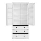 Garde-manger de style campagnard de 77 pouces, armoire de rangement haute autoportante avec 3 étagères réglables, 8 étagères de porte et 3 tiroirs