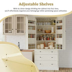 Garde-manger de style campagnard de 77 pouces, armoire de rangement haute autoportante avec 3 étagères réglables, 8 étagères de porte et 3 tiroirs