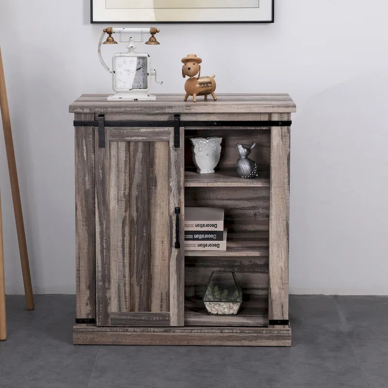 Meuble TV compact 32 pouces pour téléviseurs 40 pouces avec portes coulissantes style grange - Largeur 32 pouces