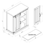 Meuble TV compact 32 pouces pour téléviseurs 40 pouces avec portes coulissantes style grange - Largeur 32 pouces