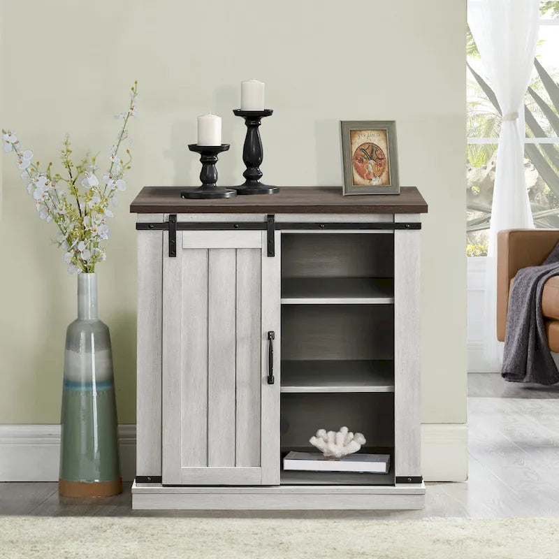 Meuble TV compact 32 pouces pour téléviseurs 40 pouces avec portes coulissantes style grange - Largeur 32 pouces