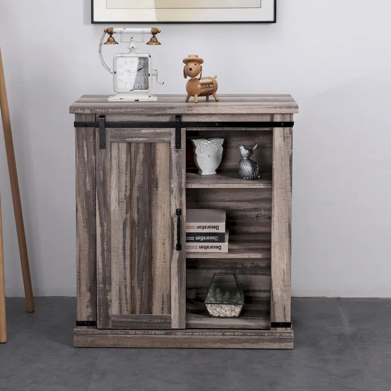 Meuble TV compact 32 pouces pour téléviseurs 40 pouces avec portes coulissantes style grange - Largeur 32 pouces