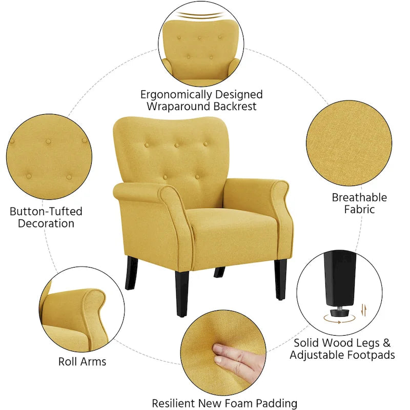 Fauteuil d'appoint Yaheetech moderne en tissu polyester, canapé une place pour salon