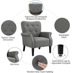 Fauteuil d'appoint Yaheetech moderne en tissu polyester, canapé une place pour salon