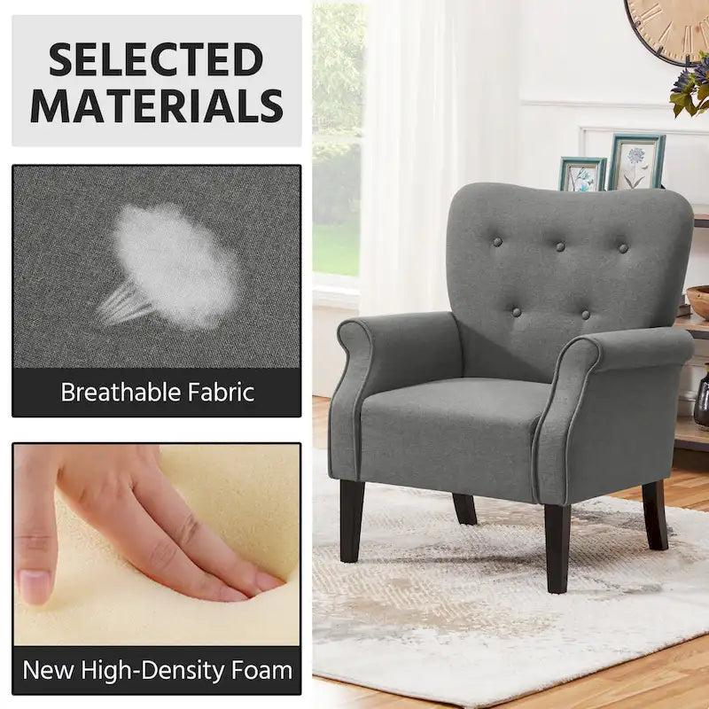 Fauteuil d'appoint Yaheetech moderne en tissu polyester, canapé une place pour salon