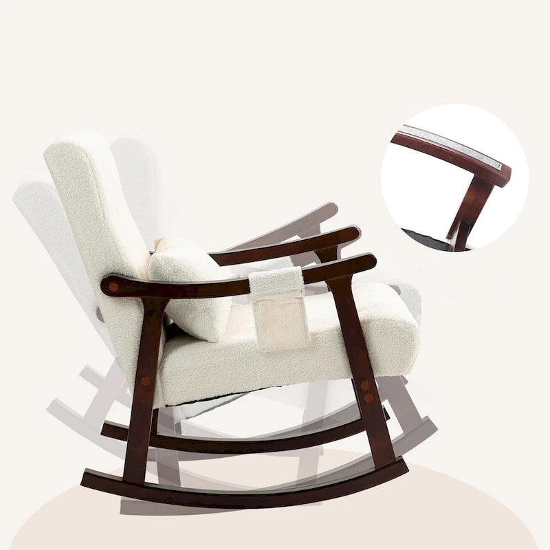 Fauteuil à bascule rembourré AVAWING avec soutien lombaire massant