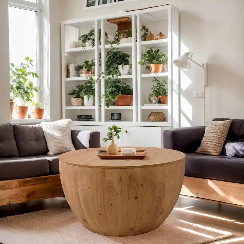 31.50Vintage Style Bucket Shaped Coffee Table for Office