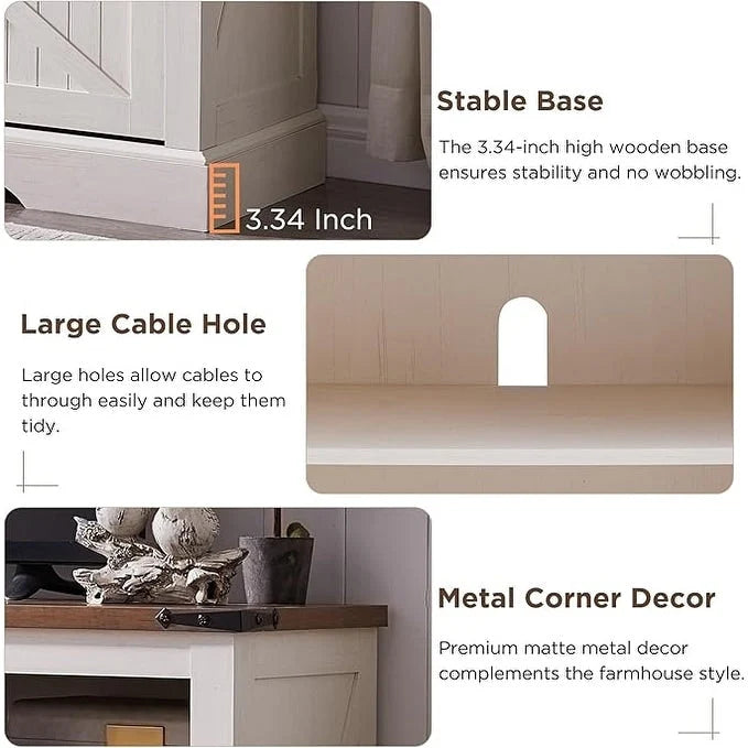 Meuble TV style ferme avec cheminée, centre multimédia, console multimédia