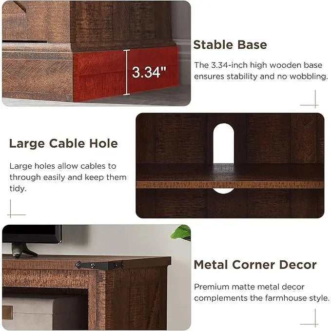 Meuble TV style ferme avec cheminée, centre multimédia, console multimédia