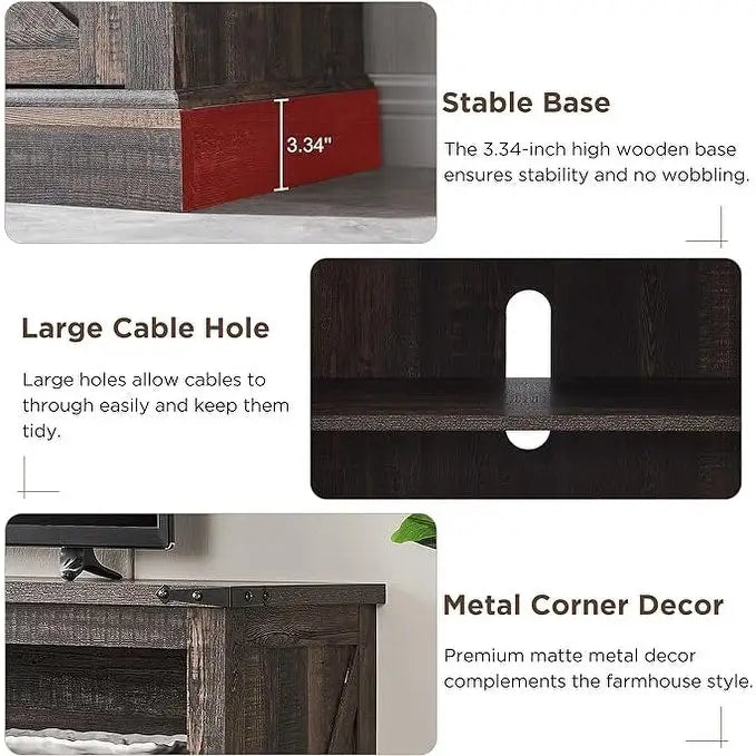 Meuble TV style ferme avec cheminée, centre multimédia, console multimédia