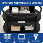 Table basse ronde Moasis Farmhouse avec plateau relevable, rangement dissimulé et étagère