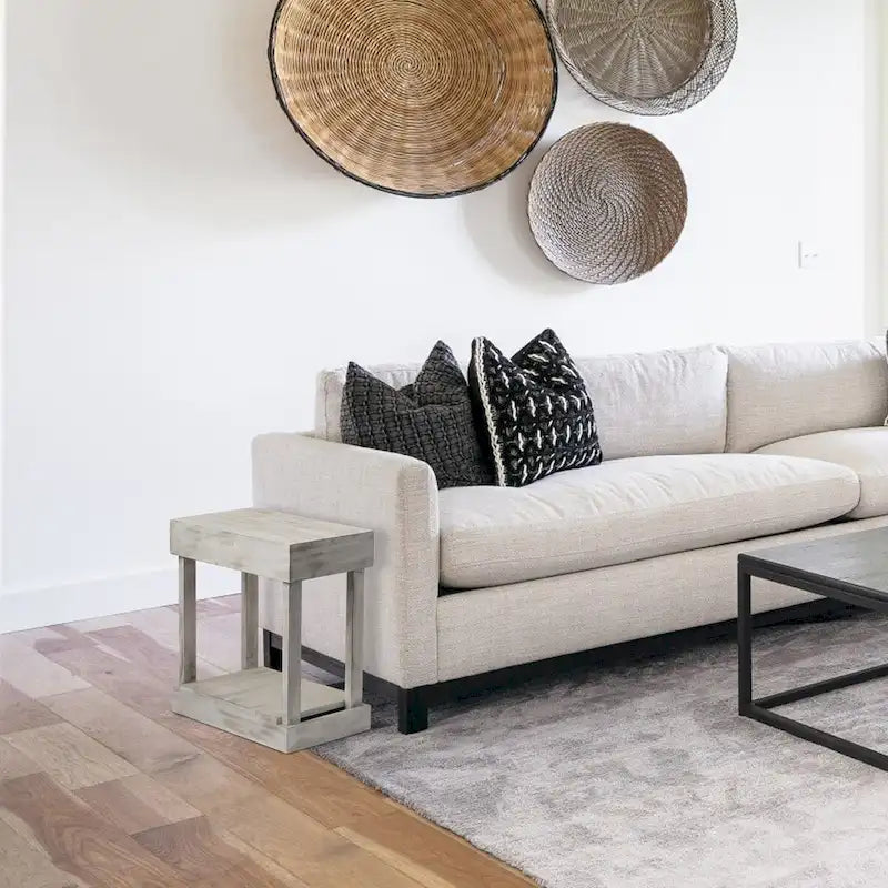 Table d'appoint rustique en bois massif, style ferme, pour canapé ou fauteuil - 28 cm de largeur x 66 cm de hauteur