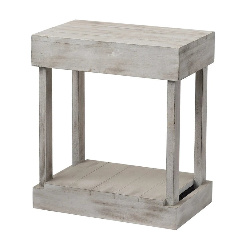 Table d'appoint rustique en bois massif, style ferme, pour canapé ou fauteuil - 28 cm de largeur x 66 cm de hauteur