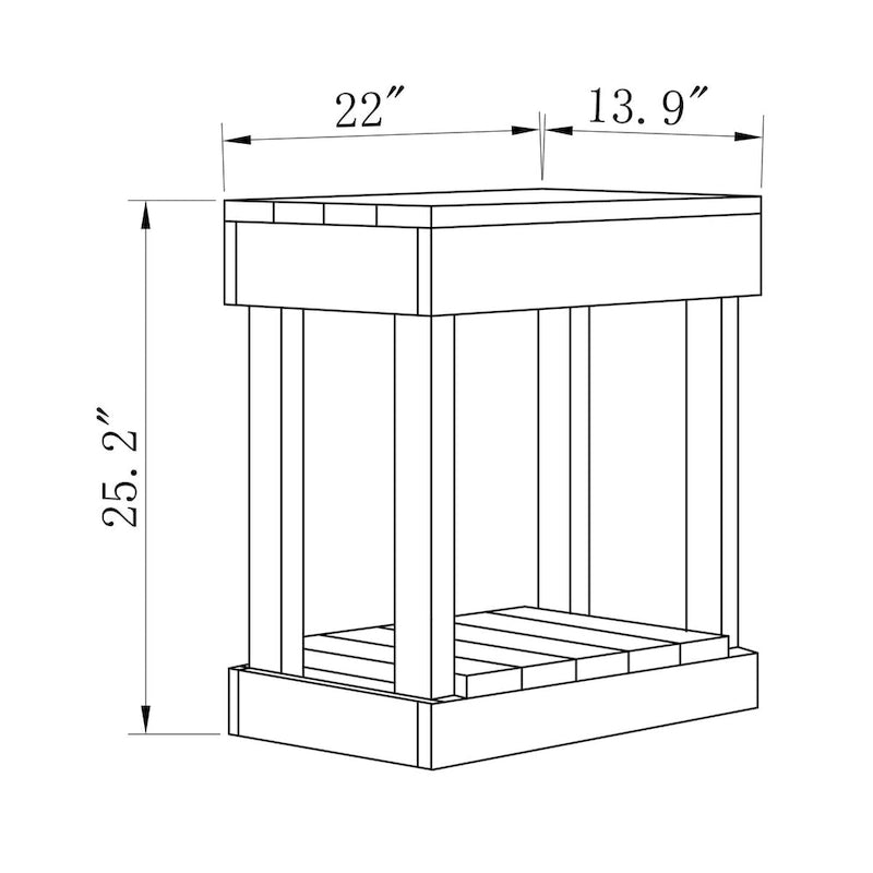 Table d'appoint rustique en bois massif, style ferme, pour canapé ou fauteuil - 28 cm de largeur x 66 cm de hauteur