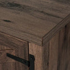 Meuble TV console style ferme avec cheminée électrique intégrée, pour téléviseurs jusqu'à 65 pouces.