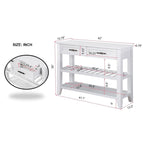 Console de canapé 42 avec tiroirs et étagères à plusieurs niveaux