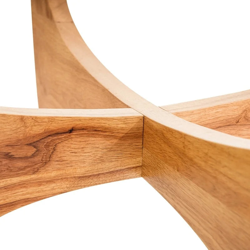 Table basse ronde en bois massif avec plateau en verre - 35.435.416