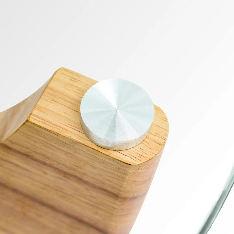 Table basse ronde en bois massif avec plateau en verre - 35.435.416