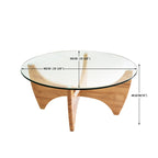 Table basse ronde en bois massif avec plateau en verre - 35.435.416