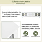 Meuble TV avec portes en verre cannelé pour téléviseurs jusqu'à 78 pouces, console multimédia pratique avec 2 tiroirs et placards, centre de divertissement
