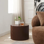 Ensemble de 2 tables basses gigognes rondes style ferme moderne