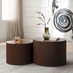 Ensemble de 2 tables basses gigognes rondes style ferme moderne