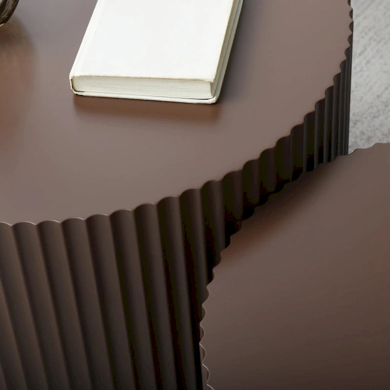 Ensemble de 2 tables basses gigognes rondes style ferme moderne