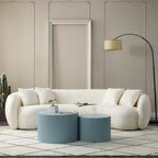 Ensemble de 2 tables basses gigognes rondes style ferme moderne