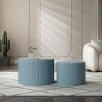 Ensemble de 2 tables basses gigognes rondes style ferme moderne