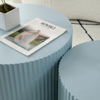 Ensemble de 2 tables basses gigognes rondes style ferme moderne