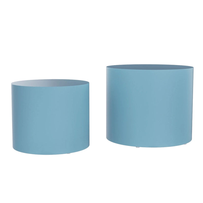 Ensemble de 2 tables basses gigognes rondes style ferme moderne