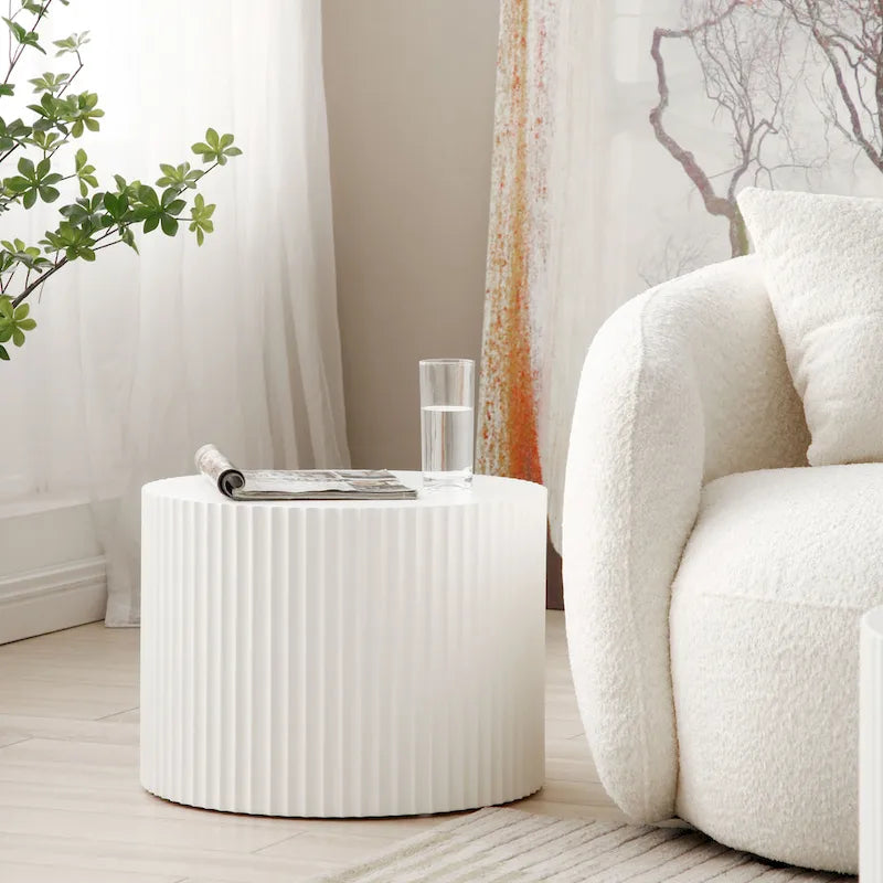 Ensemble de 2 tables basses gigognes rondes style ferme moderne