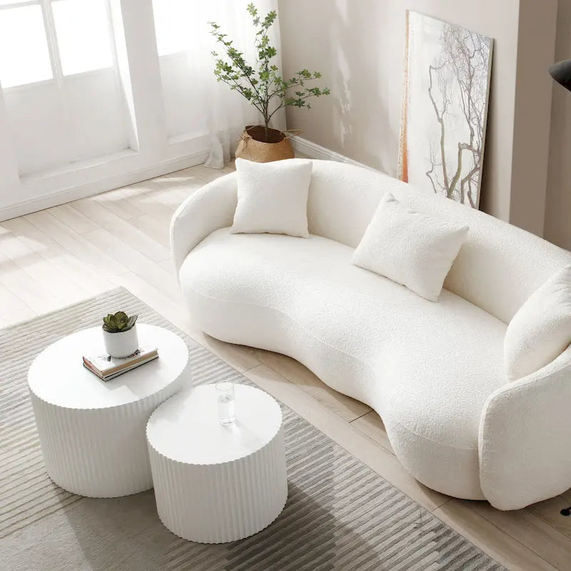 Ensemble de 2 tables basses gigognes rondes style ferme moderne