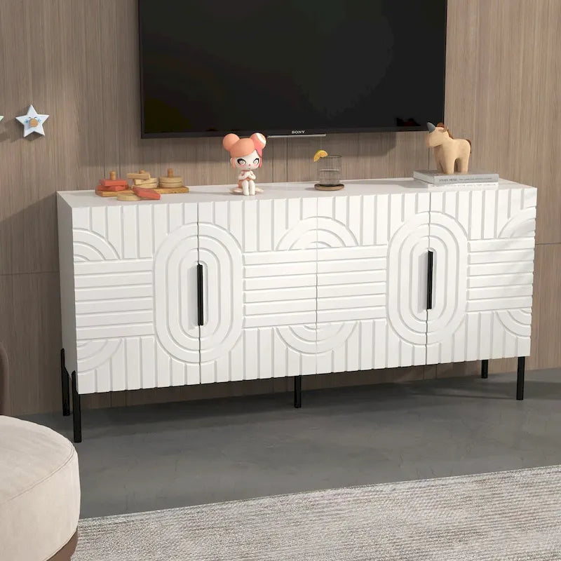 Chic Elegance 63-Inch White TV Stand - Fits Up to 65 TV - 63 in Width