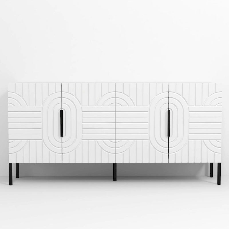 Meuble TV blanc Chic Elegance 63 pouces - Convient aux téléviseurs jusqu'à 65 pouces - Largeur : 63 pouces