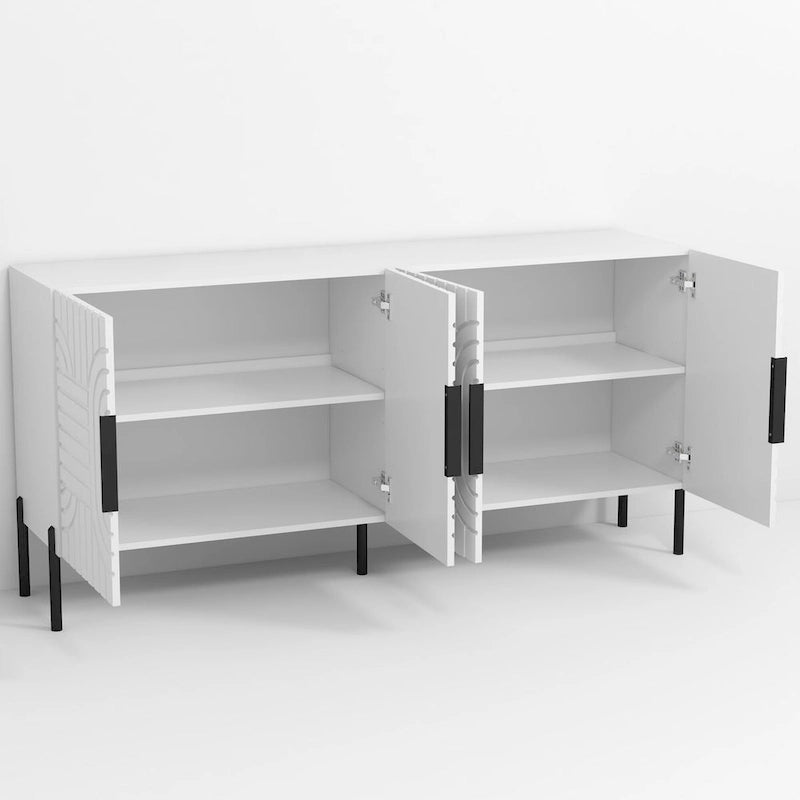 Meuble TV blanc Chic Elegance 63 pouces - Convient aux téléviseurs jusqu'à 65 pouces - Largeur : 63 pouces