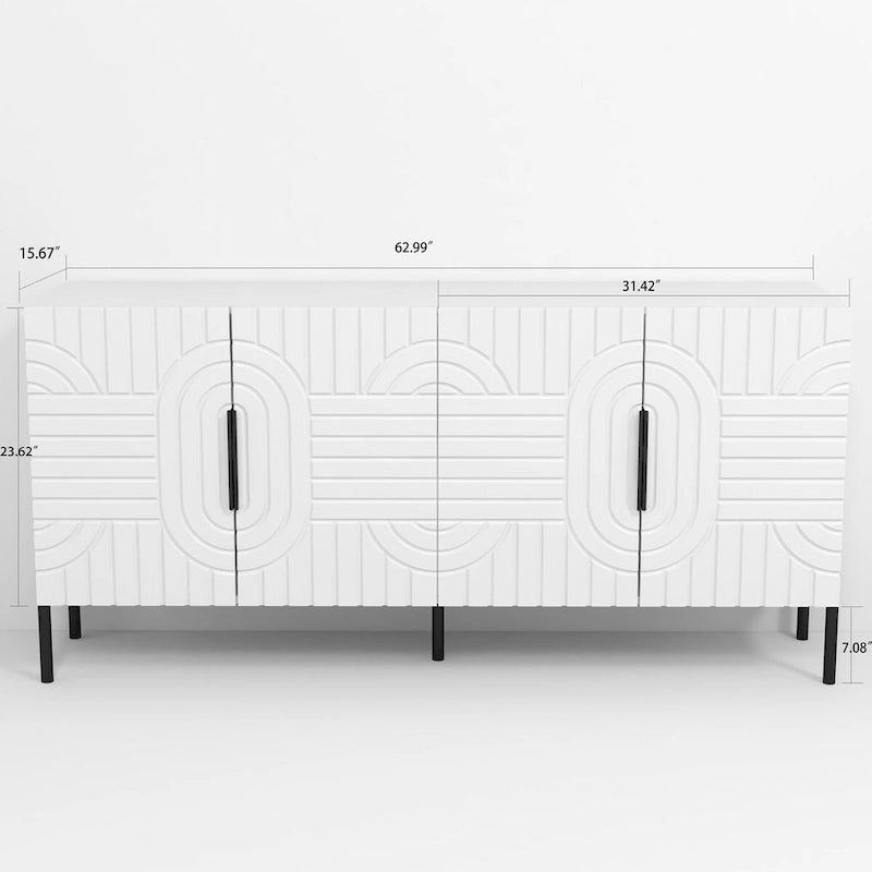 Meuble TV blanc Chic Elegance 63 pouces - Convient aux téléviseurs jusqu'à 65 pouces - Largeur : 63 pouces