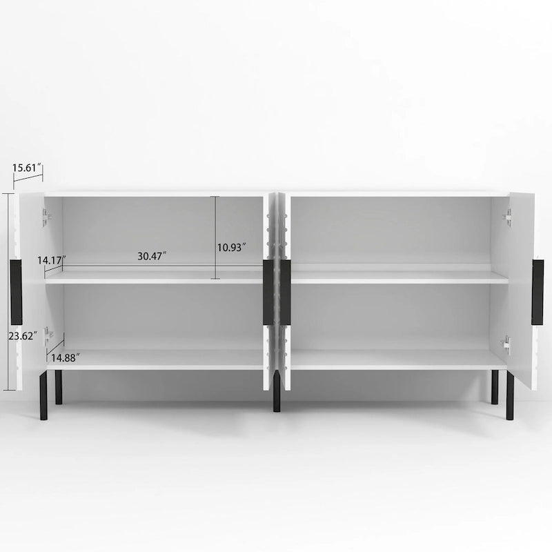 Meuble TV blanc Chic Elegance 63 pouces - Convient aux téléviseurs jusqu'à 65 pouces - Largeur : 63 pouces