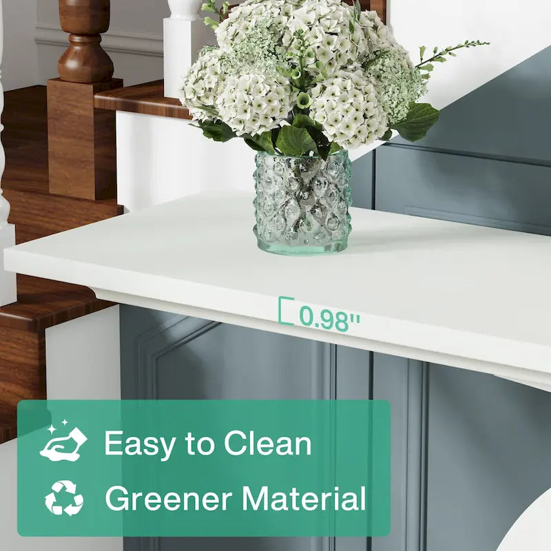 Console de 150 cm pour entrée, tables basses blanches de style campagnard pour salon