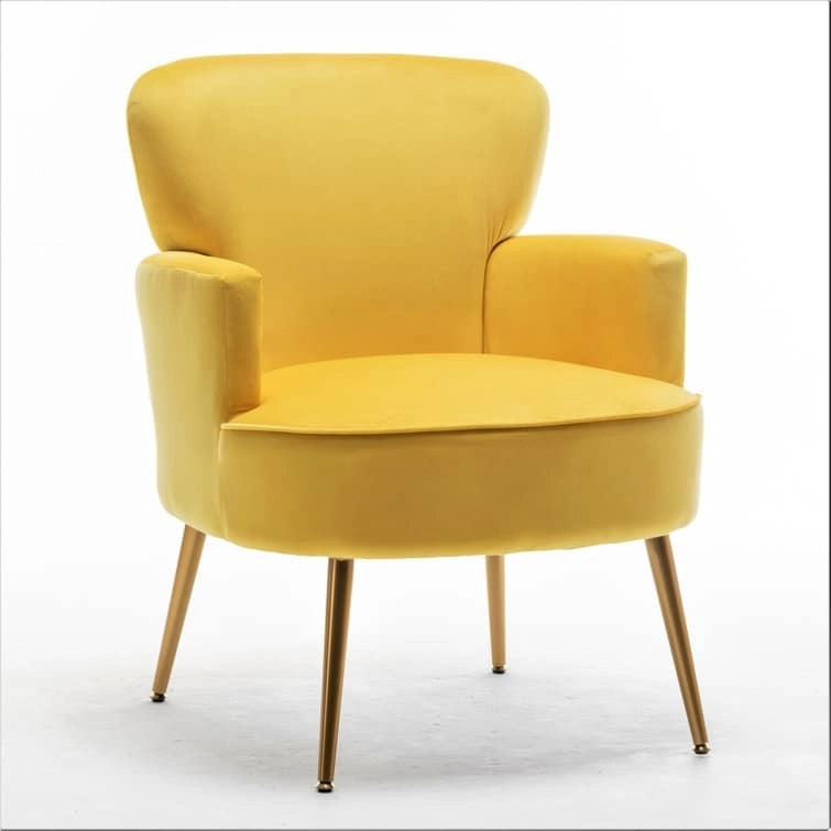 Fauteuil d'appoint tendance en velours avec pieds en métal doré de US Pride Furniture