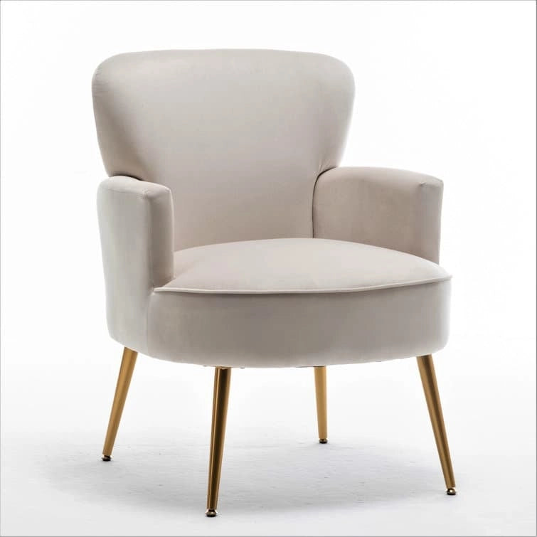 Fauteuil d'appoint tendance en velours avec pieds en métal doré de US Pride Furniture