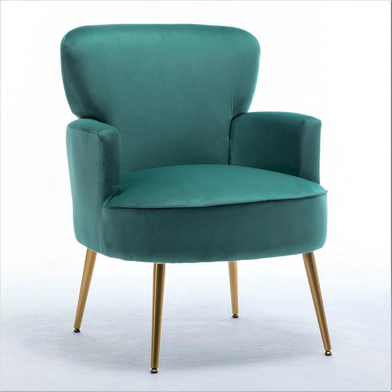 Fauteuil d'appoint tendance en velours avec pieds en métal doré de US Pride Furniture